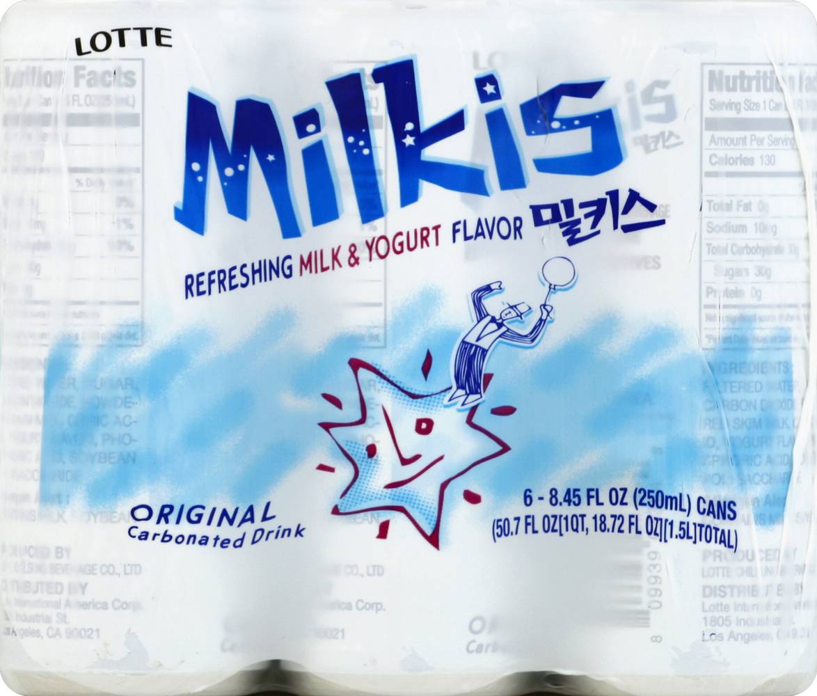 Lotte Carbonated Drink, Milk-Yogurt (6 x 8.45 fl oz)