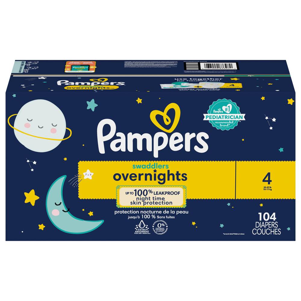 Pampers Swaddlers Overnight Diapers, Size 4