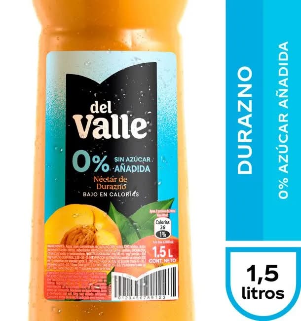 Del Valle · Néctar de durazno sin azúcar añadida (1,5 L)