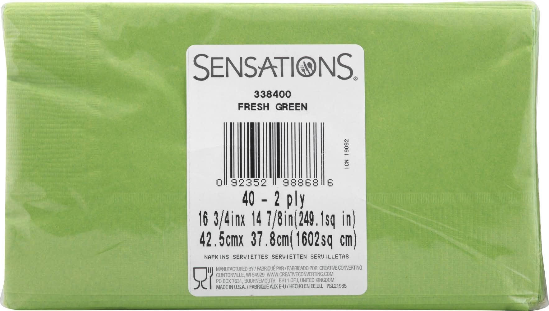 Sensations 16.75" X 14.87" Fresh Green Napkins (5.7 oz)
