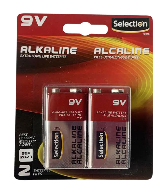 Selection alcaline piles à très longue durée de vie 9v (2 unités)