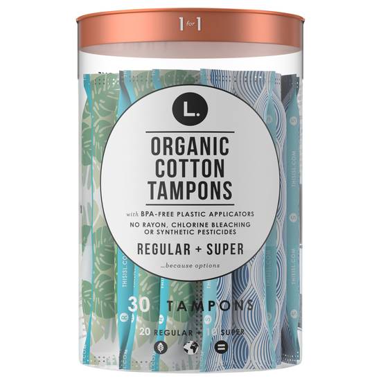 L. Regular + Super Organic Cotton Tampons (30 ct)