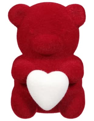 Signature Select Flocked Bear With Heart Plush Toy, Red