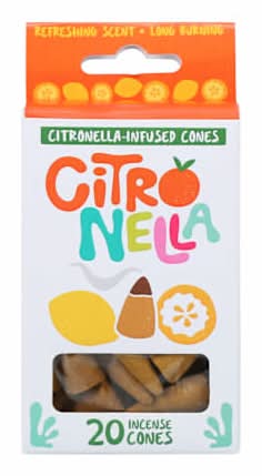 Citronella Infused Incense Cones 20-Pack