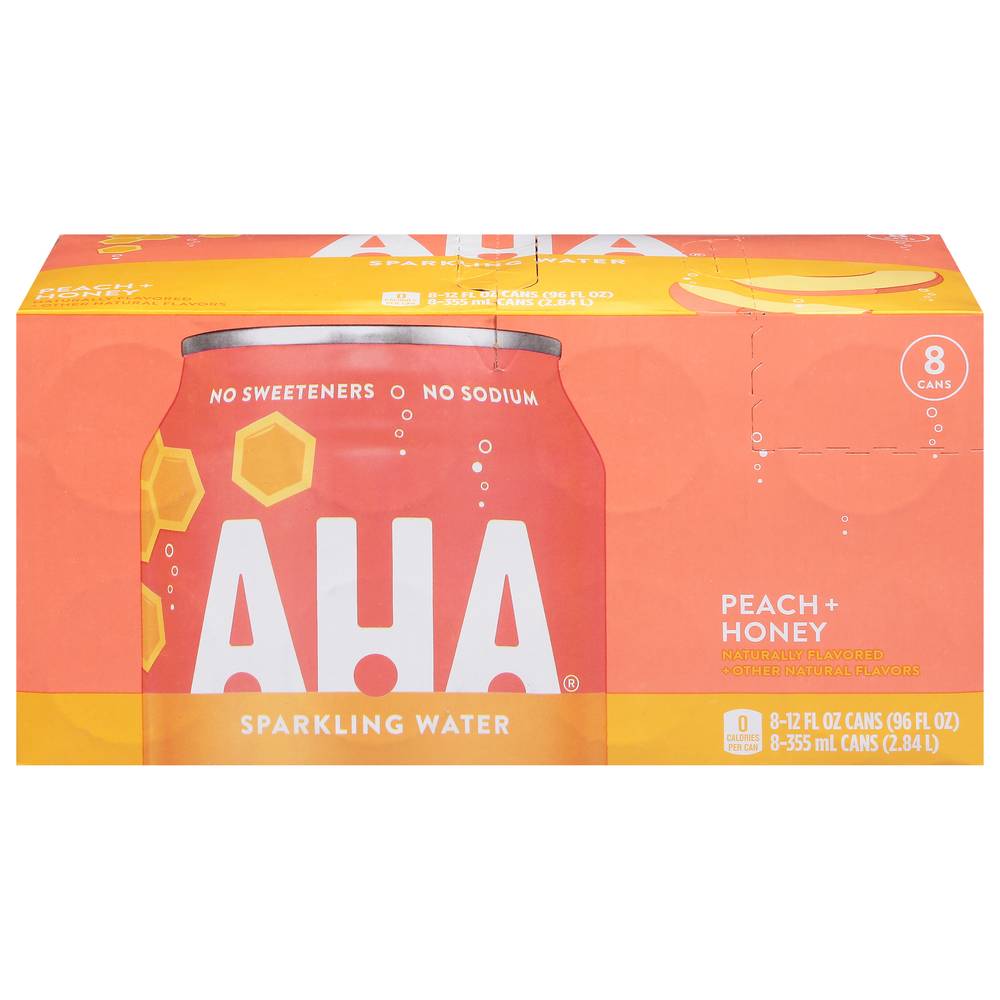 AHA Peach + Honey Flavor Sparkling Water (8 x 12 fl oz)