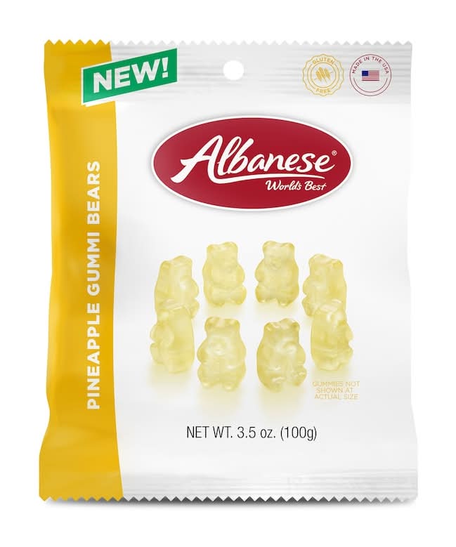 Albanese World's Best Gummi Bears Candy, Pineapple (3.5 oz)
