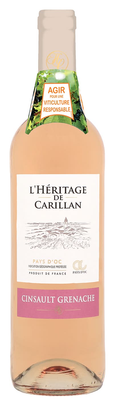 L'Héritage de Carillan - Vin rose igp pays doc cinsault grenache languedoc roussillon (750ml)