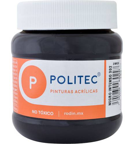 Politec · Pintura acrílica 302, negro intenso (250 ml)