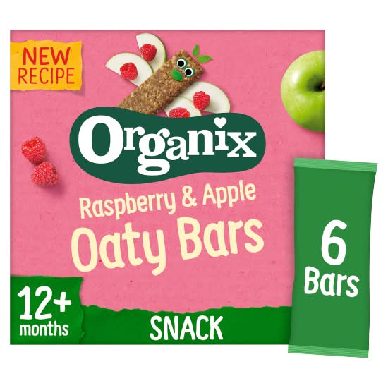 Organix Raspberry & Apple, Soft Oaty Bars Baby Food & Formula 12+ Months (6 x 23g)