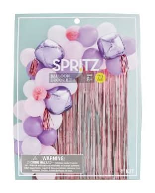 Spritz Balloons Arch With Backdrop, L, Pink-Purple-Lavender (79 ct)