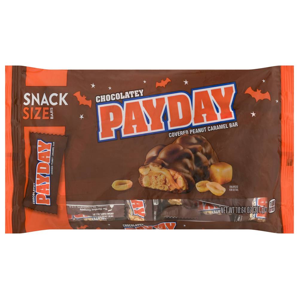 PayDay Chocolate Covered Snack Size Halloween Candy Bar, Peanut-Caramel (10.64 oz)