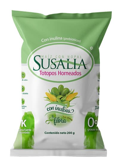 Susalia · Totopos horneados de maíz con nopal (200 g)