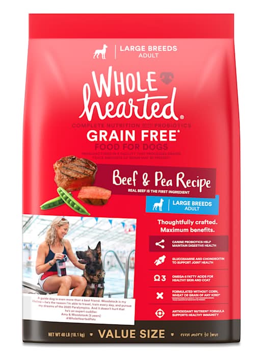 WholeHearted Grain Free Large Breed Beef and Pea Recipe Adult Dry Dog Food, 40 lbs.
