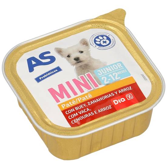 Alimento para perros junior con carne As tarrina 150 g