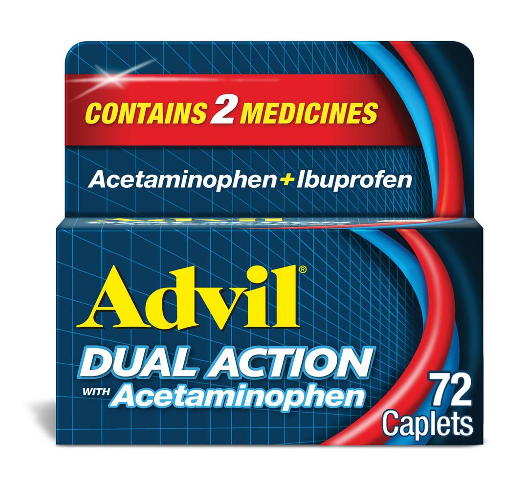 Advil Dual Action Acetaminophen And Ibuprofen Caplets, 72 Ct