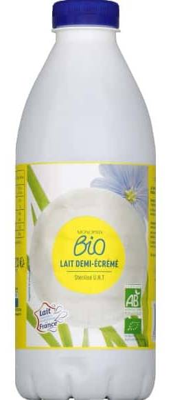 Monoprix Bio - Lait demi-écrémé stérilisé uht (1L)