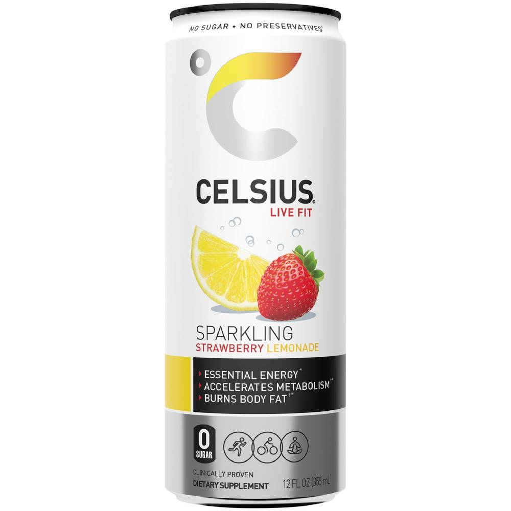 Celsius Sparkling Strawberry Lemonade Essential Energy Drink (12 fl oz)