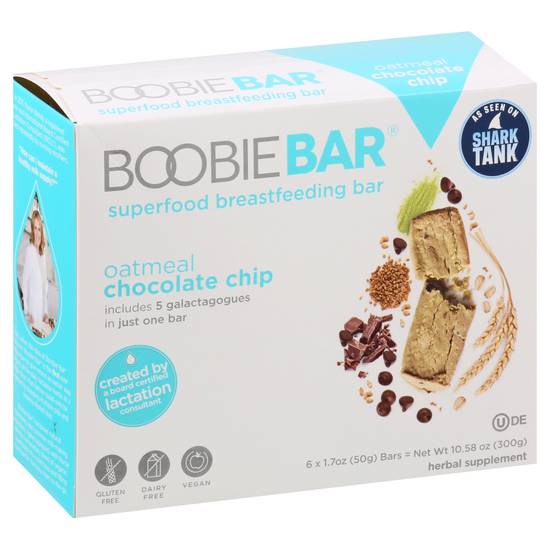 Boobie Bar Oatmeal Chocolate Chip Superfood Breastfeeding Bar (6 ct)