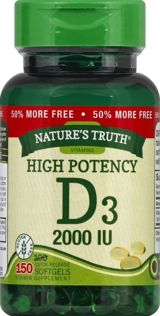Nature's Truth Quick Release Softgels High Potency Vitamin D3 (150 ct)