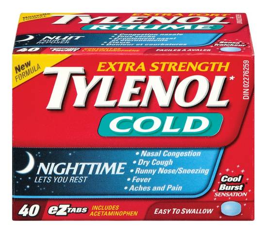 Tylenol Cold Night Acetaminophen Tablets (40 units)