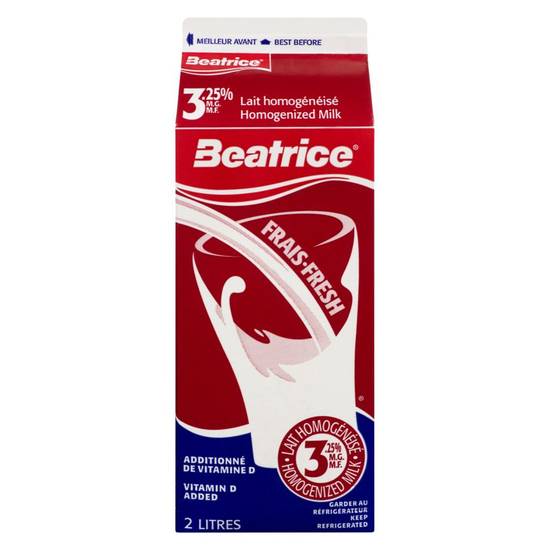 Beatrice lait homogénéisé 3.25% (2 l) - homogenized milk 3.25% (2 l)