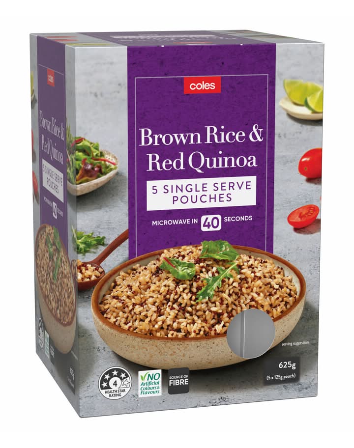 Coles Microwavable Brown Rice & Quinoa Pouch (625g, 5 pack)