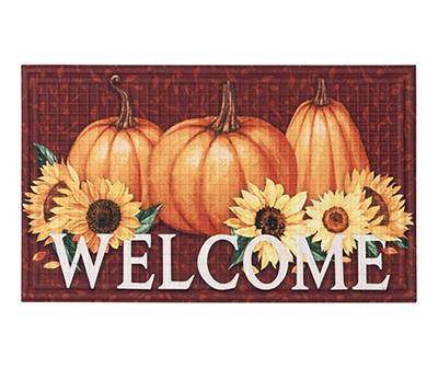 Autumn Comfort "Welcome" Red Pumpkins Rubber Doormat