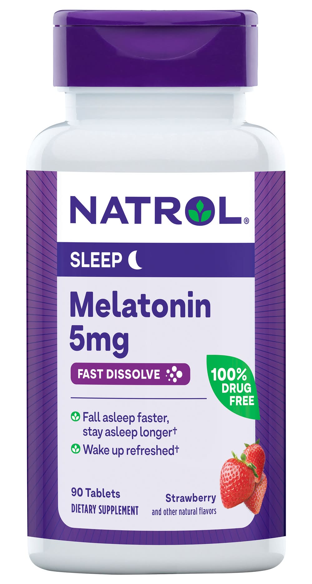 Natrol Fast Dissolve Melatonin Sleep Supplement Tablets 5 mg, Strawberry (90 ct)