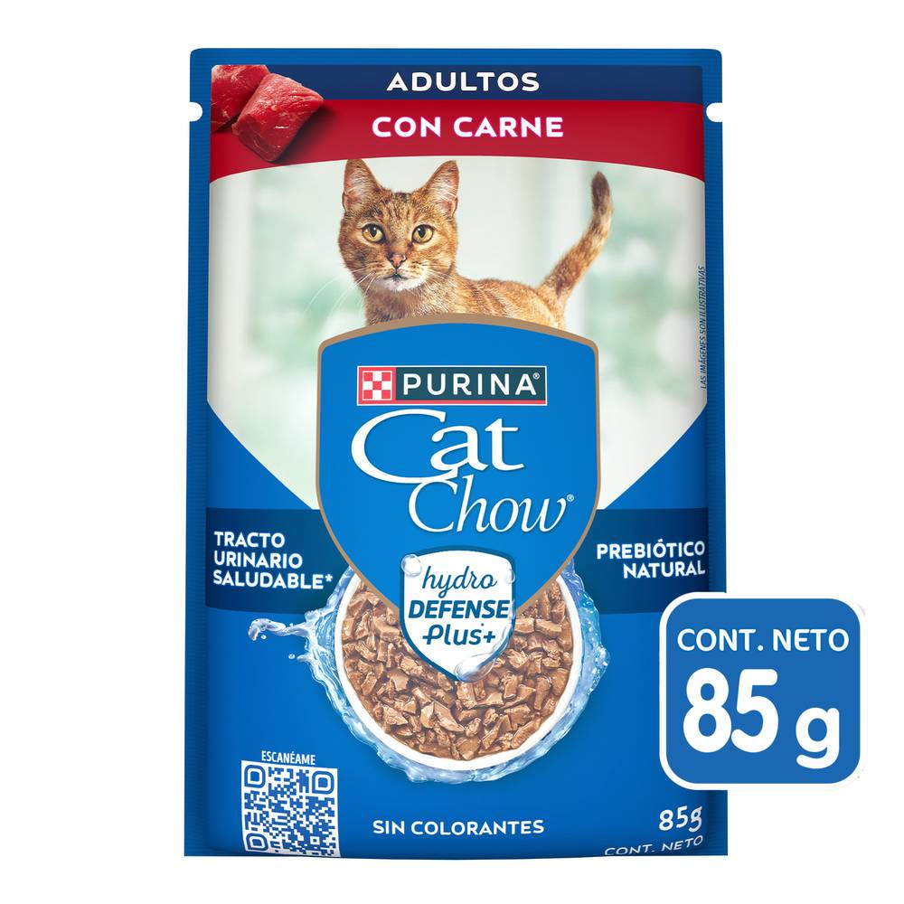 Cat Chow · Alimento defense hydro adultos carne (85 g)