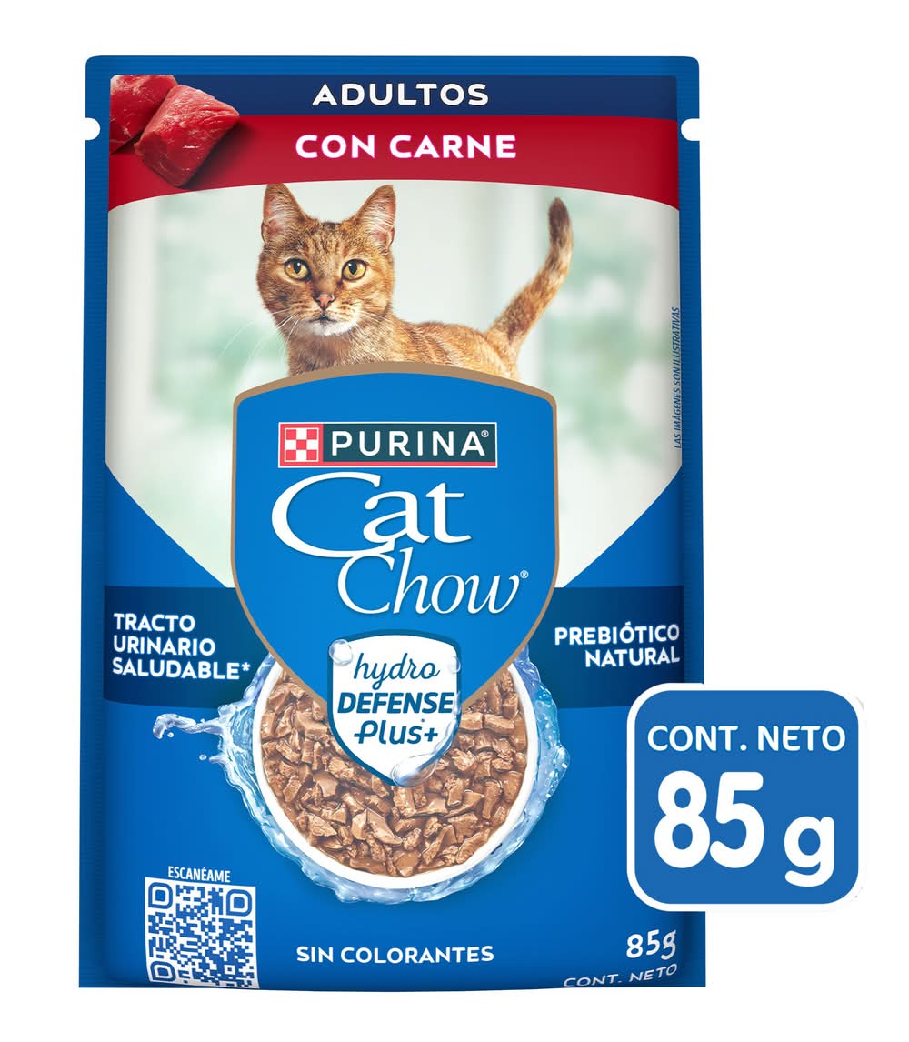Cat Chow · Hidro defense plus alimento para gatos con carne, Adulto (85 g)