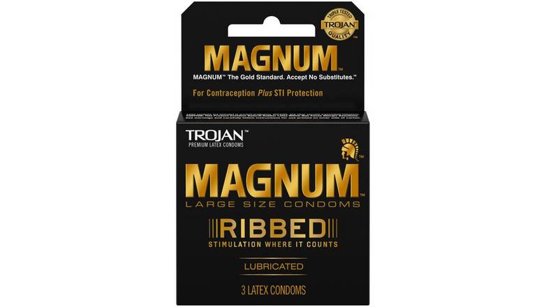 Trojan Magnum Ribbed Lubricated Latex¬†Condom 3 Count