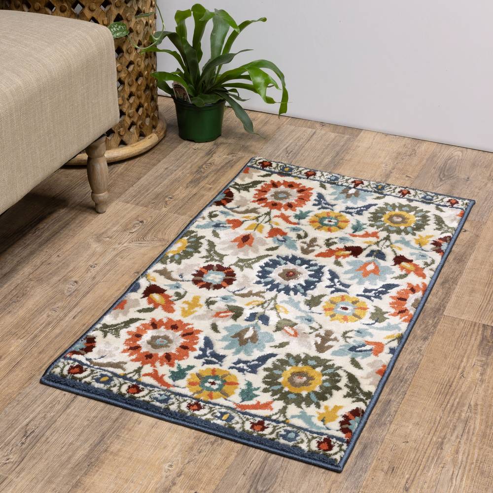 allen + roth Pointed Wonderlust 2 X 3 (ft) Multicolor Indoor Floral/Botanical Farmhouse/Cottage Throw Rug | AATL012L