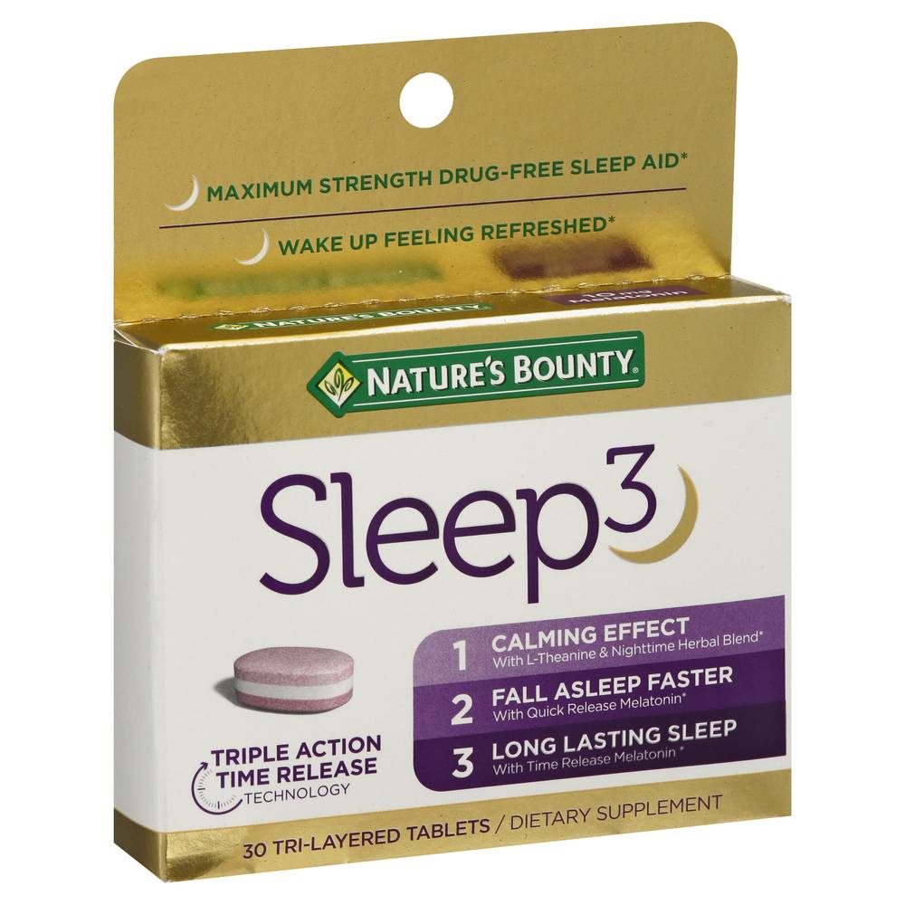 Nature's Bounty Sleep 3 Tri-Layered Tablets Melatonin Dietary Supplement