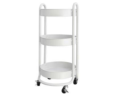 Bright White 3-Tier Round Metal Rolling Storage Cart