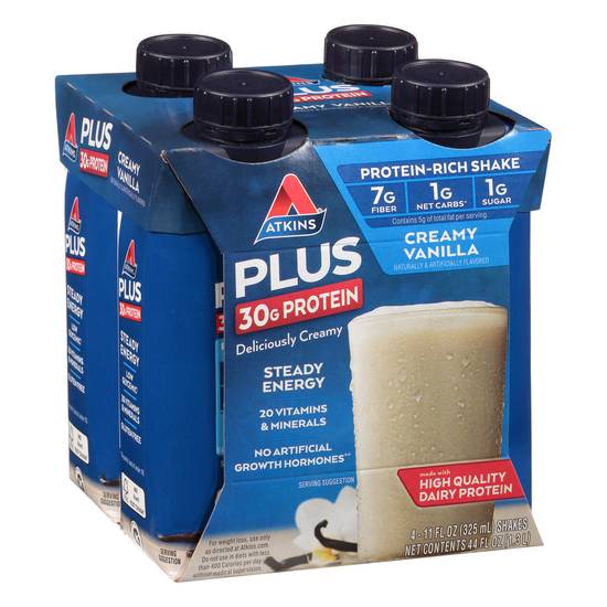 Atkins Plus Creamy Vanilla Protein-Rich Shake (4 ct, 11 fl oz)