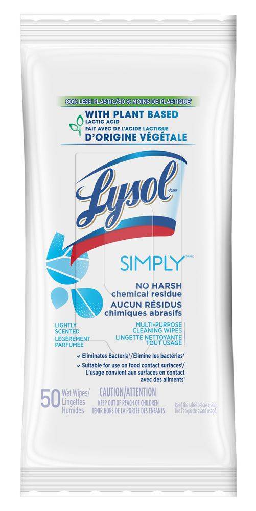 Lysol Simply Cleaning Wipes Lightly Scented (50 units)