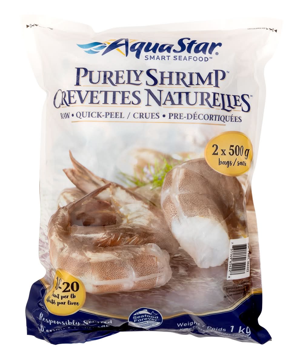 Aqua Star - Crevettes Surgelées Crues  16 À 20, 1 Kg / Aqua Star Frozen 16-20 Raw Shrimp, 1 Kg