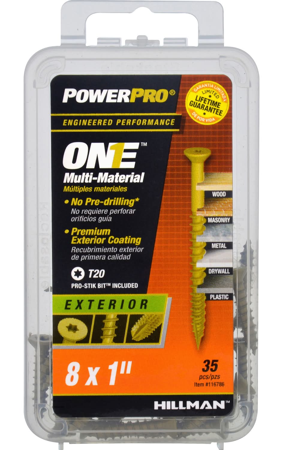 Hillman Power Pro No. 8 Ga. X 1 In. L Star Flat Head Coarse Multi-Material Screws