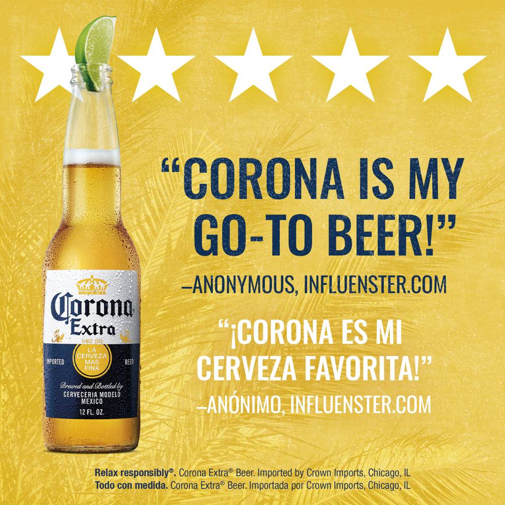 Corona Extra La Cerveza Mas Fina Mexican Lager Import Beer (24 fl oz)