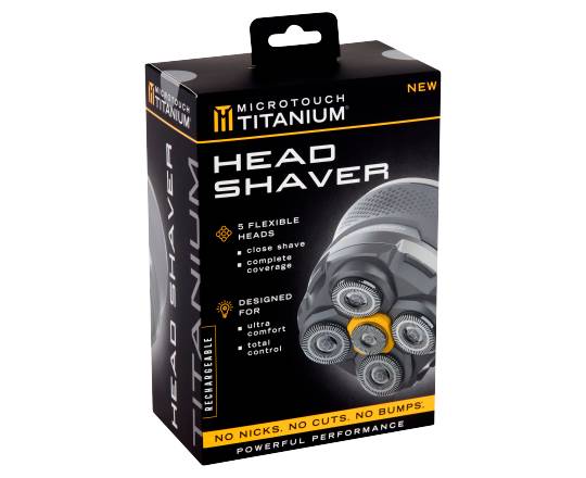 Microtouch Titanium Rechargeable Head Shaver (black,yellow,grey)