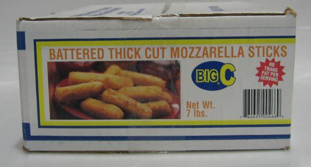 Frozen Big C - Breaded Thick Mozzarella Sticks - 7lb Box (1 Unit per Case)