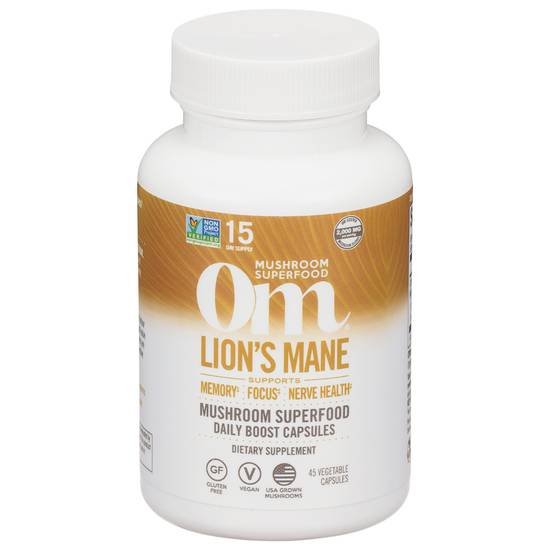 Om Mushroom Superfood Lion's Mane Memory Support Veg Capsules (45 ct)