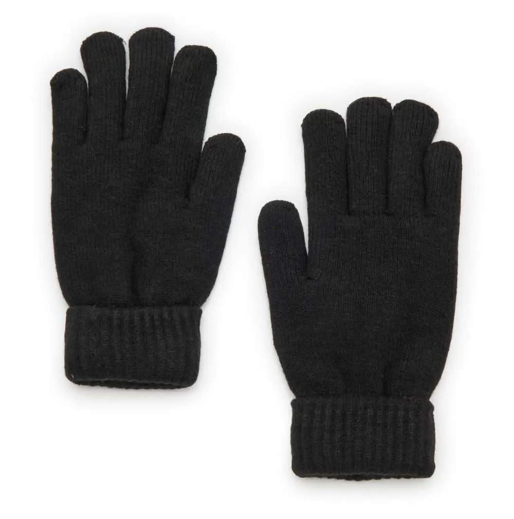Fireside Knitted Cuff Gloves (Black One Size)