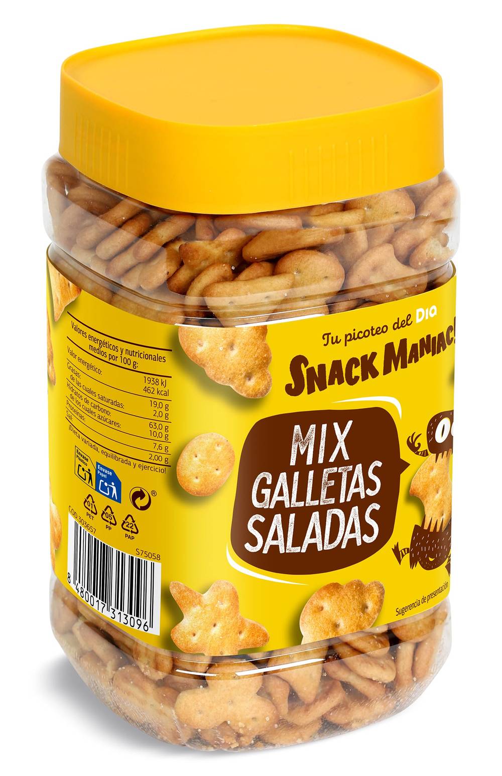 Mix De Galletas Saladas Snack Maniac De Dia Bote 350 G