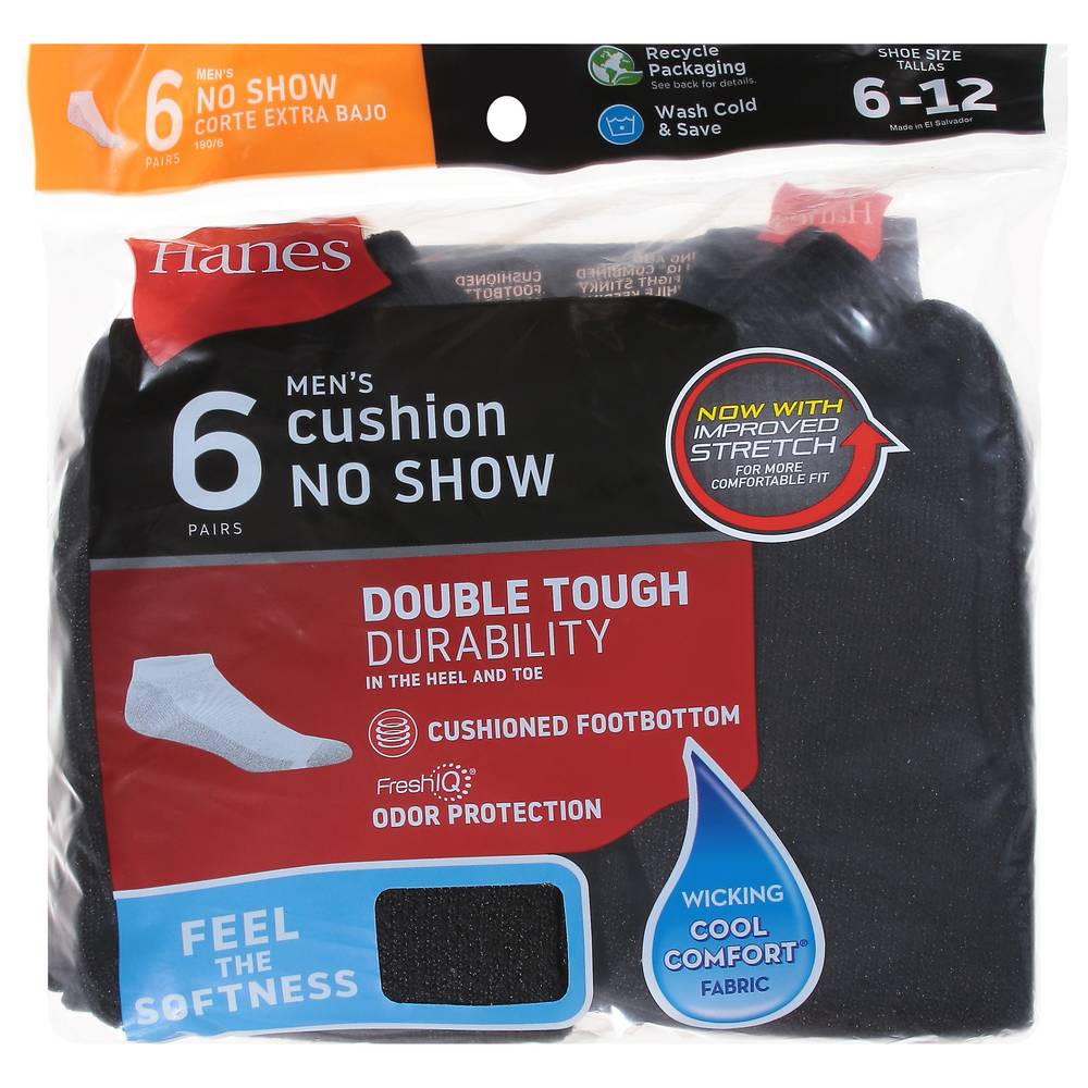 Hanes Cushion No Show Men's Socks, Multi