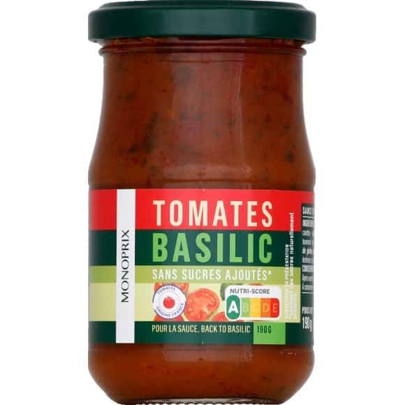 Monoprix Sauce Tomates Basilic Le Bocal De 190 G