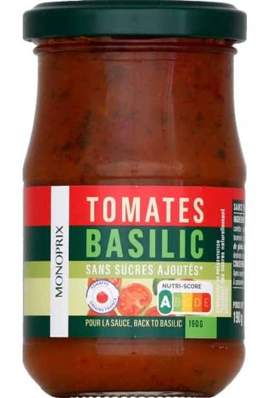 Monoprix Sauce Tomates Basilic Le Bocal De 190 G