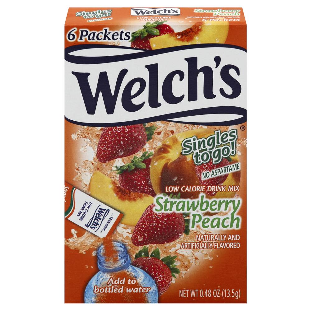 Welch's Strawberry Peach Low Calorie Drink Mix (6 packets)