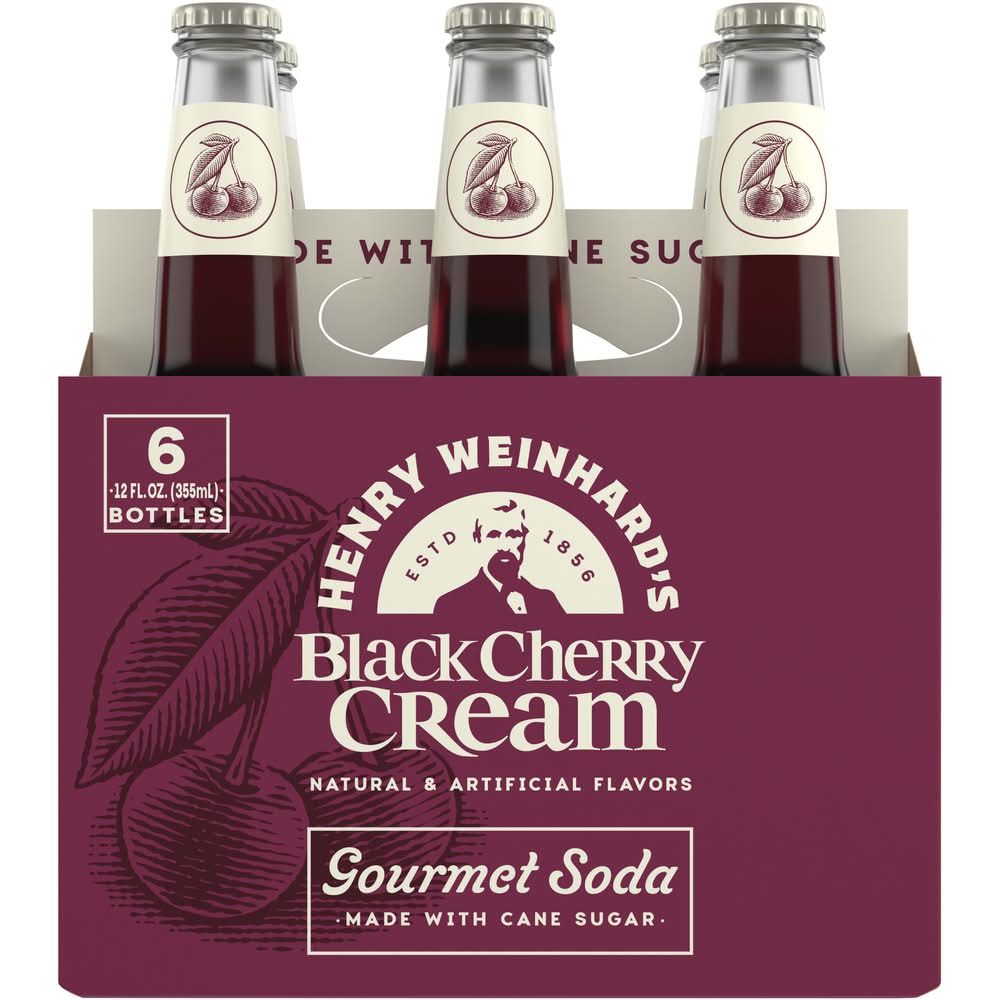 Henry Weinhard's Flavored Cream Gourmet Soda, Black Cherry (6 x 12 fl oz)