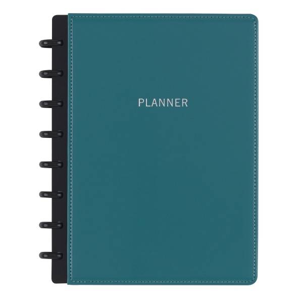 Tul Discbound Monthly Planner Starter Set, Undated, Junior Size, Leather Cover, Teal